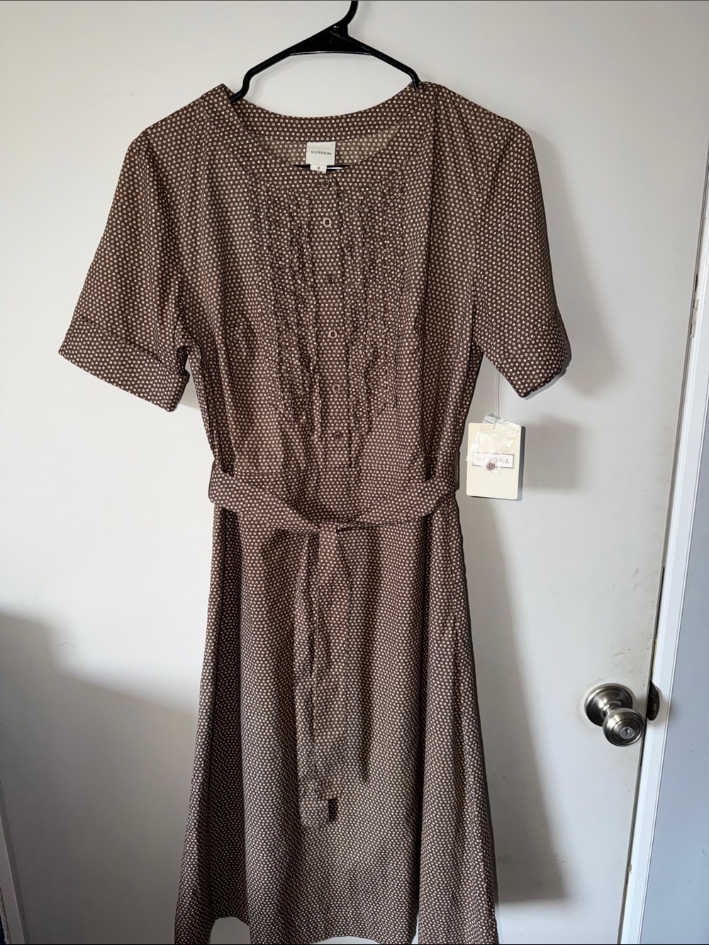 Merona Brown Polka Dot Short-Sleeve Midi Dress